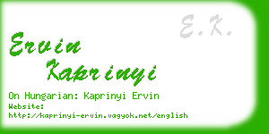 ervin kaprinyi business card